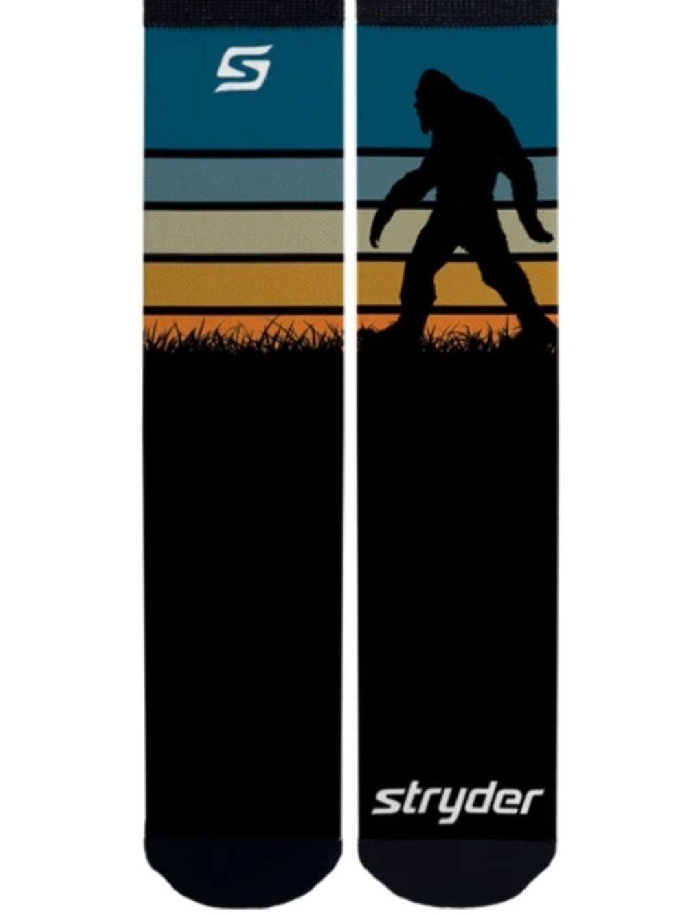 Stryder Bigfoot Silhouette Crew Socks - Teal, Orange, Black